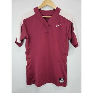 Nike Dri-Fit‎ Short Sleeve Athletic Softball Baseball Jersey Maroon White Med